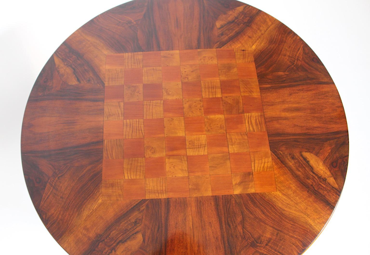 Art Deco Vintage Circular Side Table Chess Walnut Cherry Josef Frank circa 1925 For Sale 5