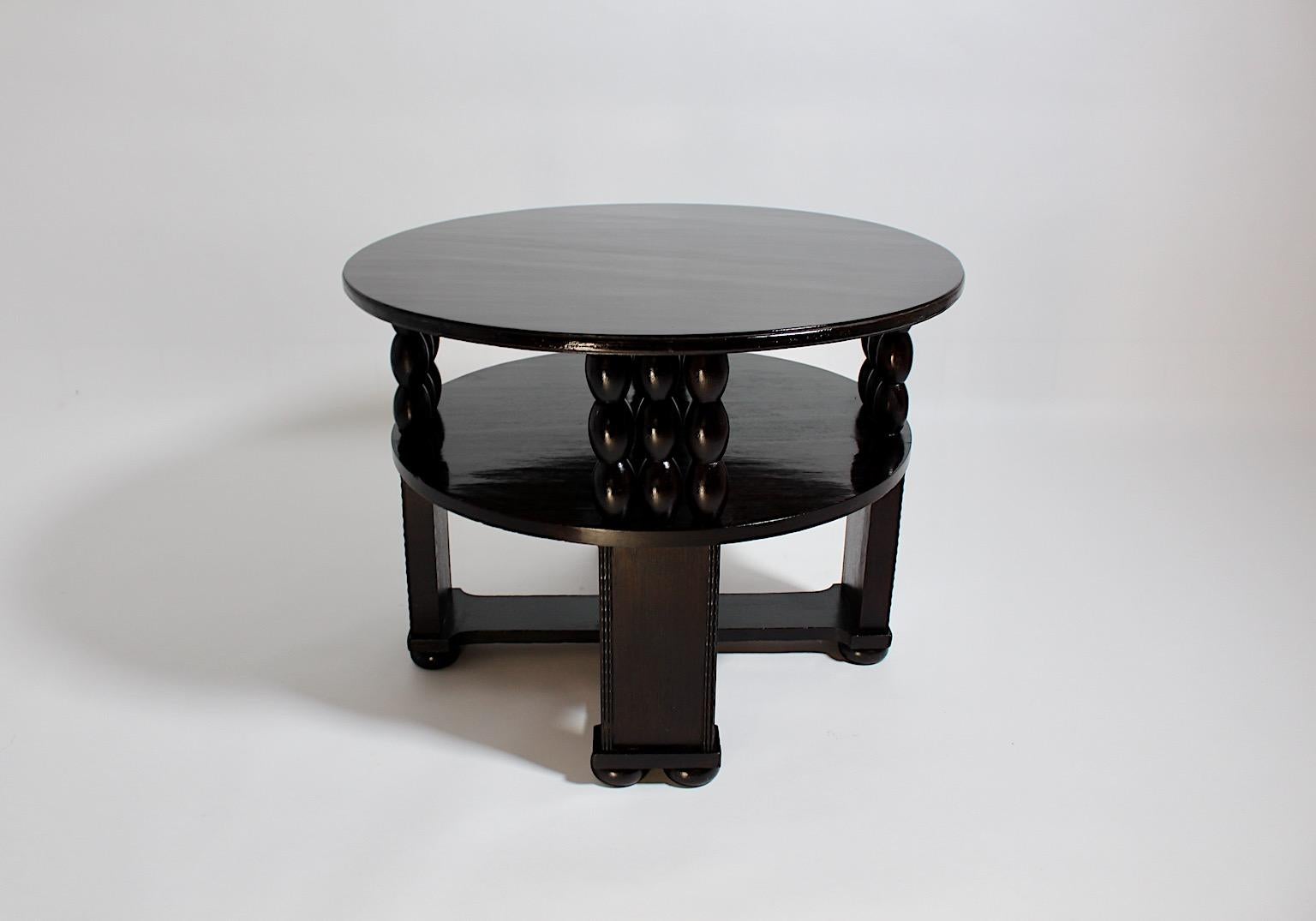 20th Century Art Deco Vintage Circular Side Table Dark Brown Oakwood Josef Zotti 1915 Vienna For Sale