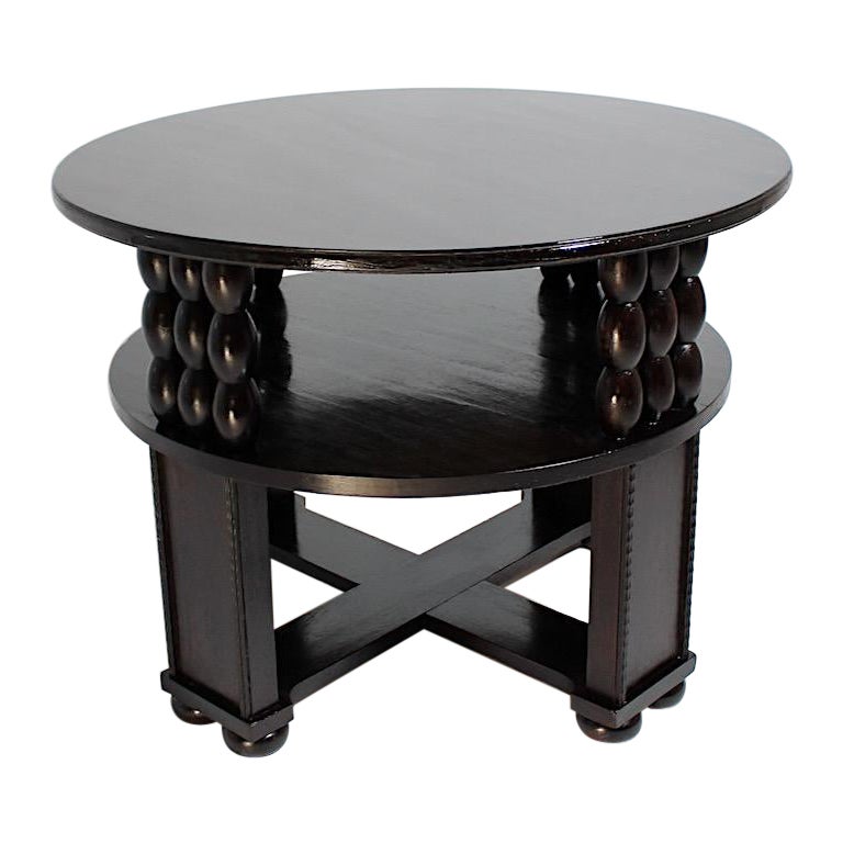 Art Deco Vintage Circular Side Table Dark Brown Oakwood Josef Zotti 1915 Vienna