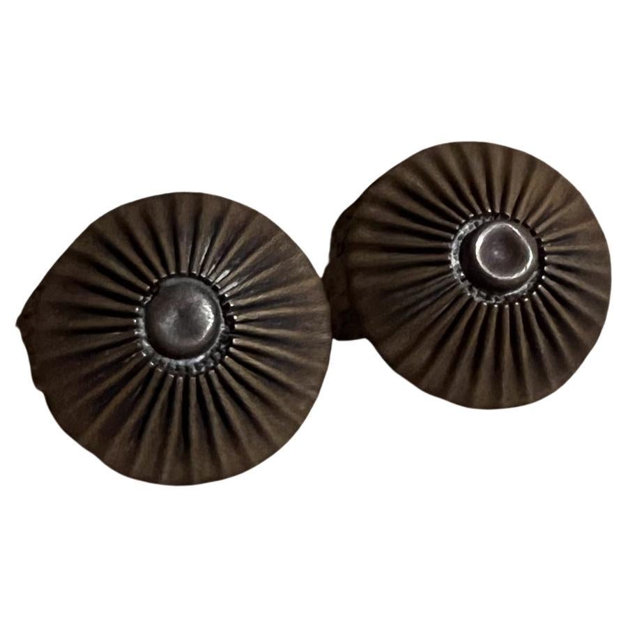 Art Deco Vintage Clip-Ohrringe aus Messing San Francisco CA im Angebot
