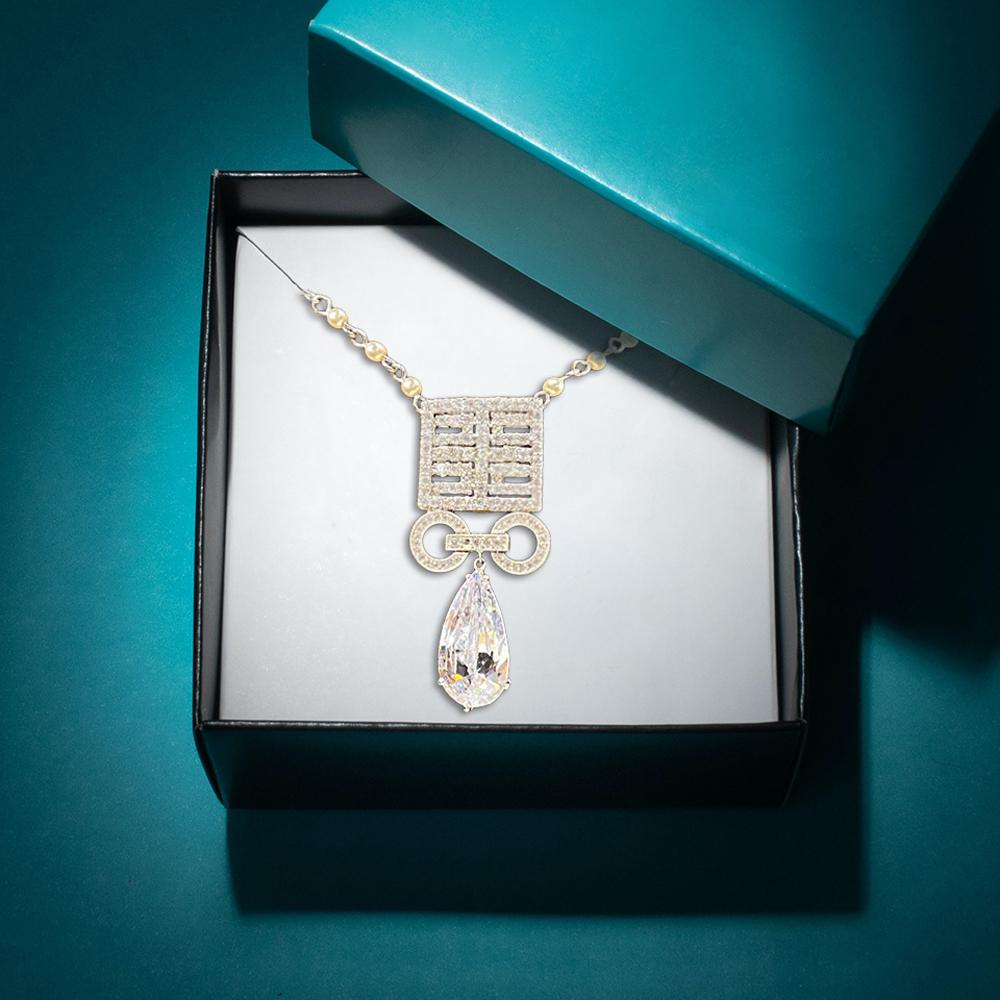 Long full diamond double necklace | Wish