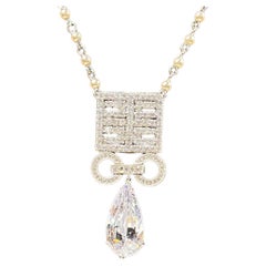 Art Deco Vintage Große Birne Tropfen Diamanté Perlenkette Halskette von Clive Kandel