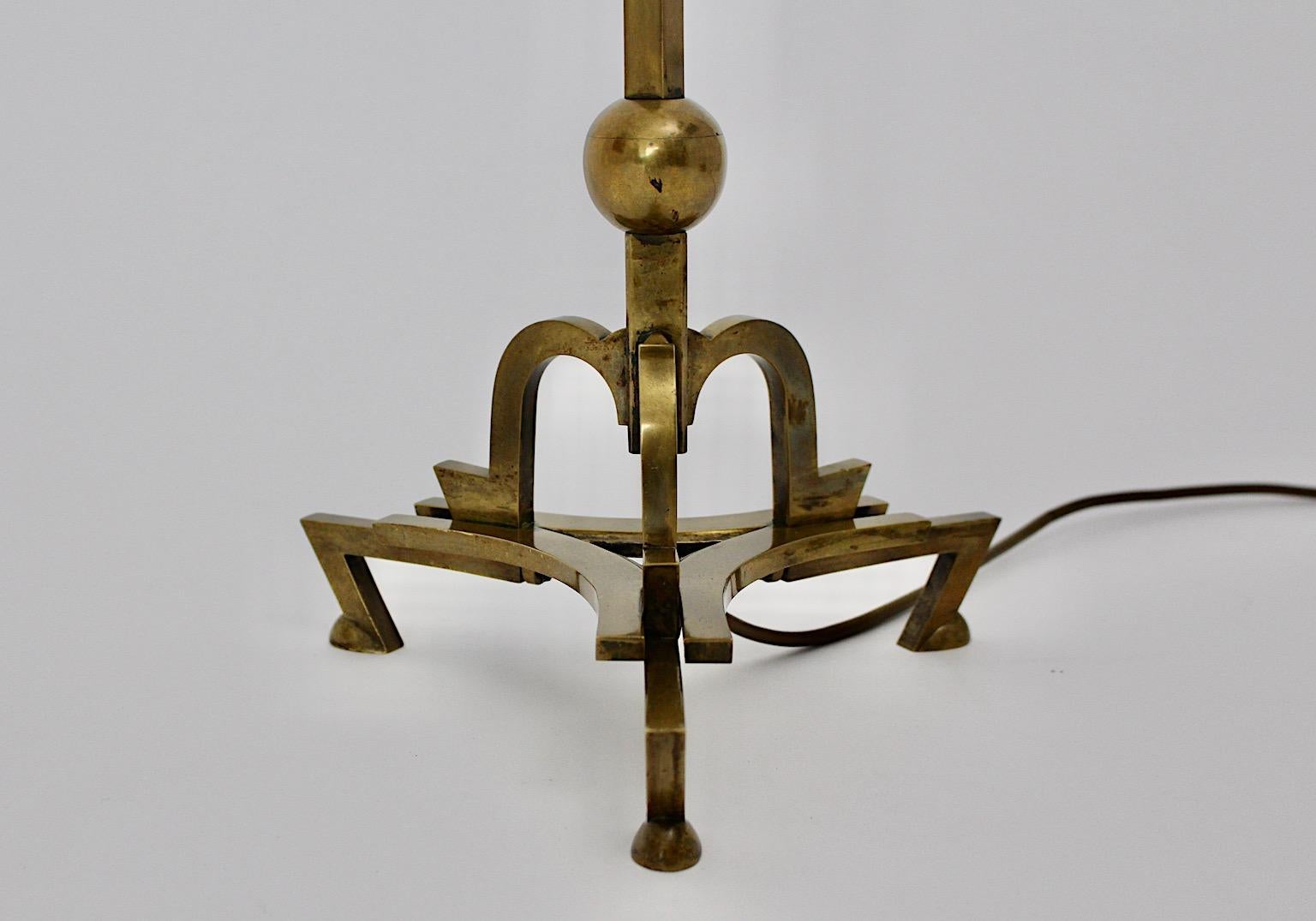 Art Deco Vintage Dagobert Peche Style Pagoda Brass Floor Lamp 1920s Austria For Sale 5