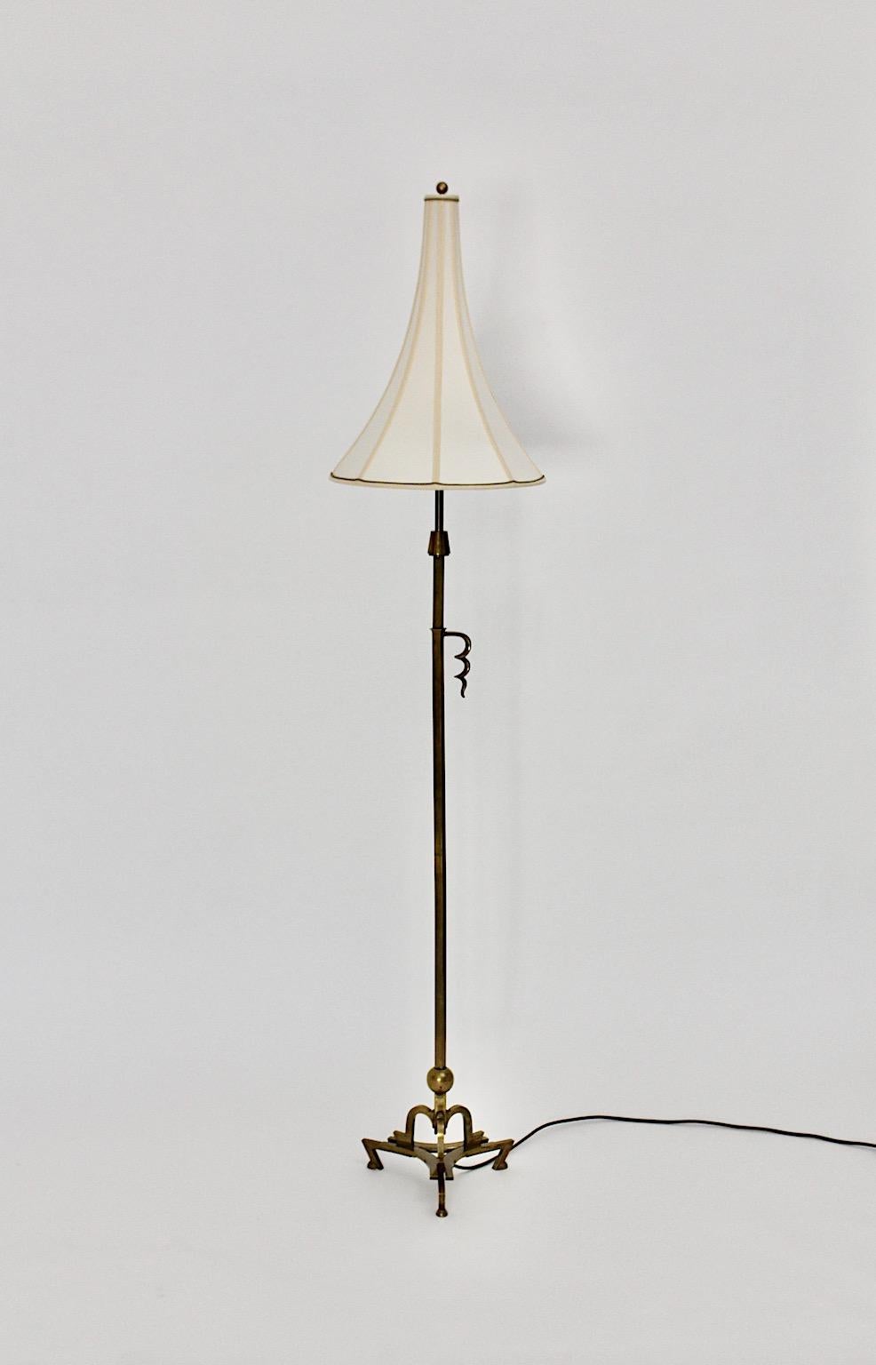 Art Deco Vintage Dagobert Peche Style Pagoda Brass Floor Lamp 1920s Austria For Sale 8