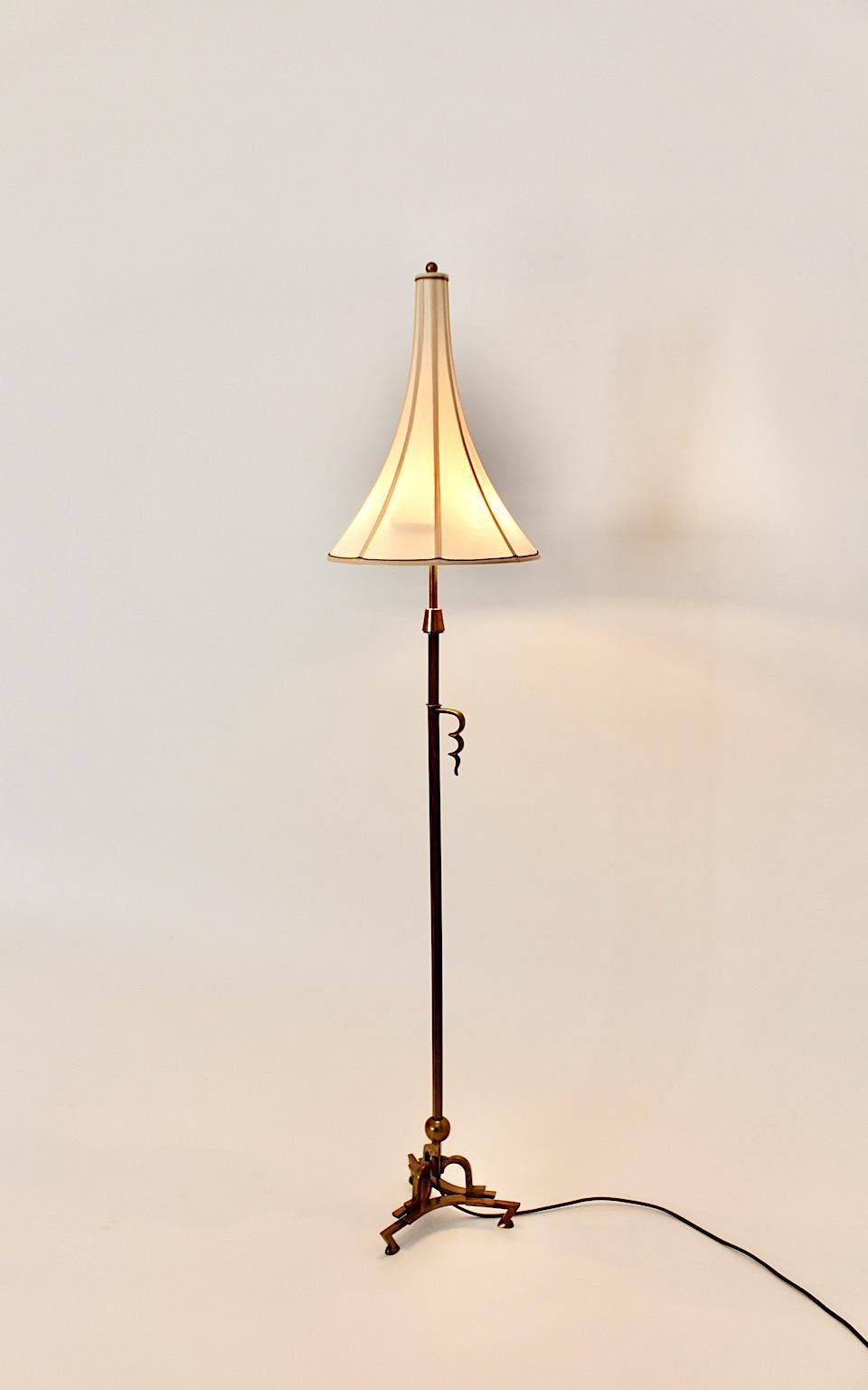 Art Deco Vintage Dagobert Peche Style Pagoda Brass Floor Lamp 1920s Austria For Sale 11