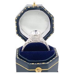 Art Deco Vintage Transitional Round Diamond and Platinum Engagement Ring
