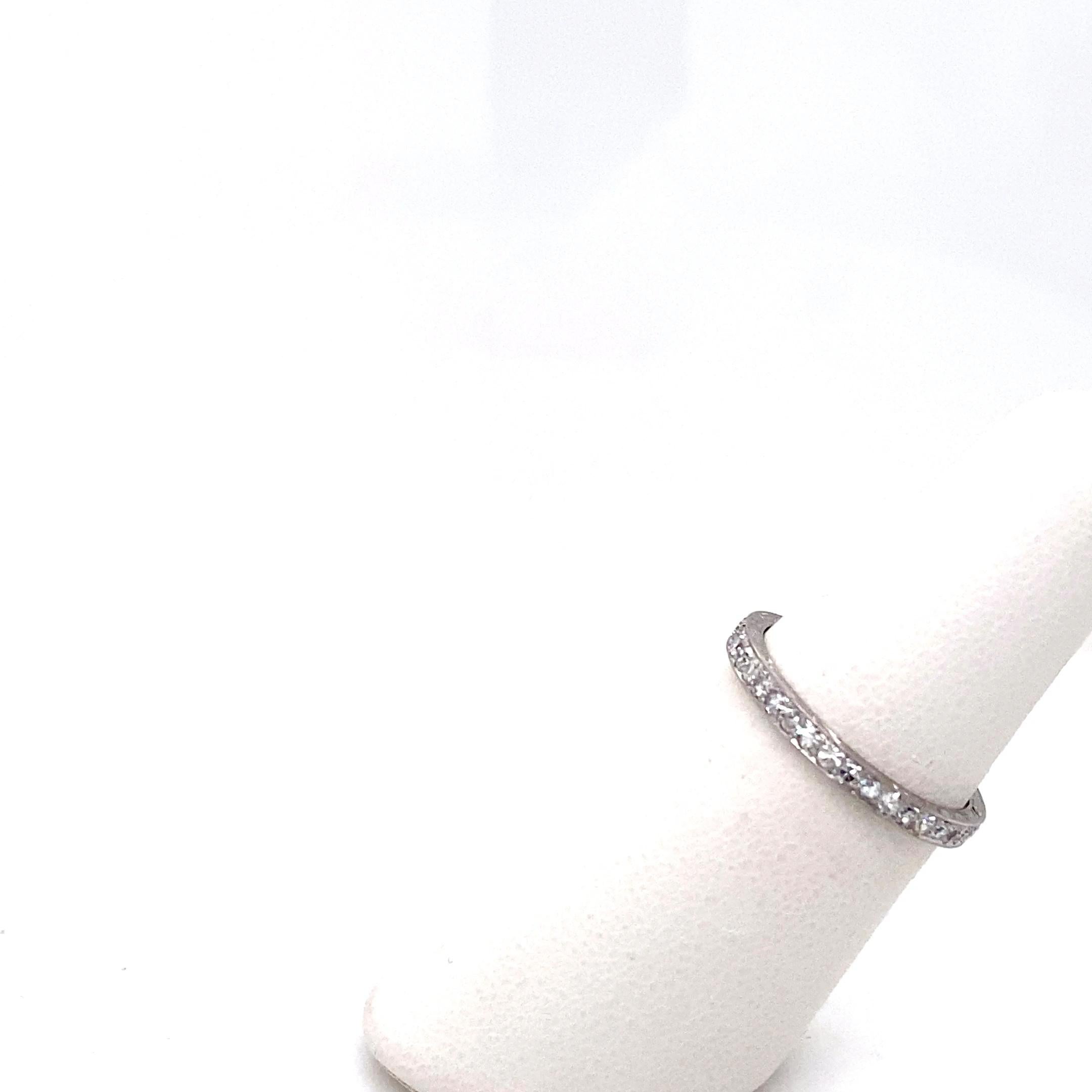 Art Deco Vintage Diamond and Platinum Hand Engraved Eternity Wedding Band In Good Condition For Sale In Towson, MD