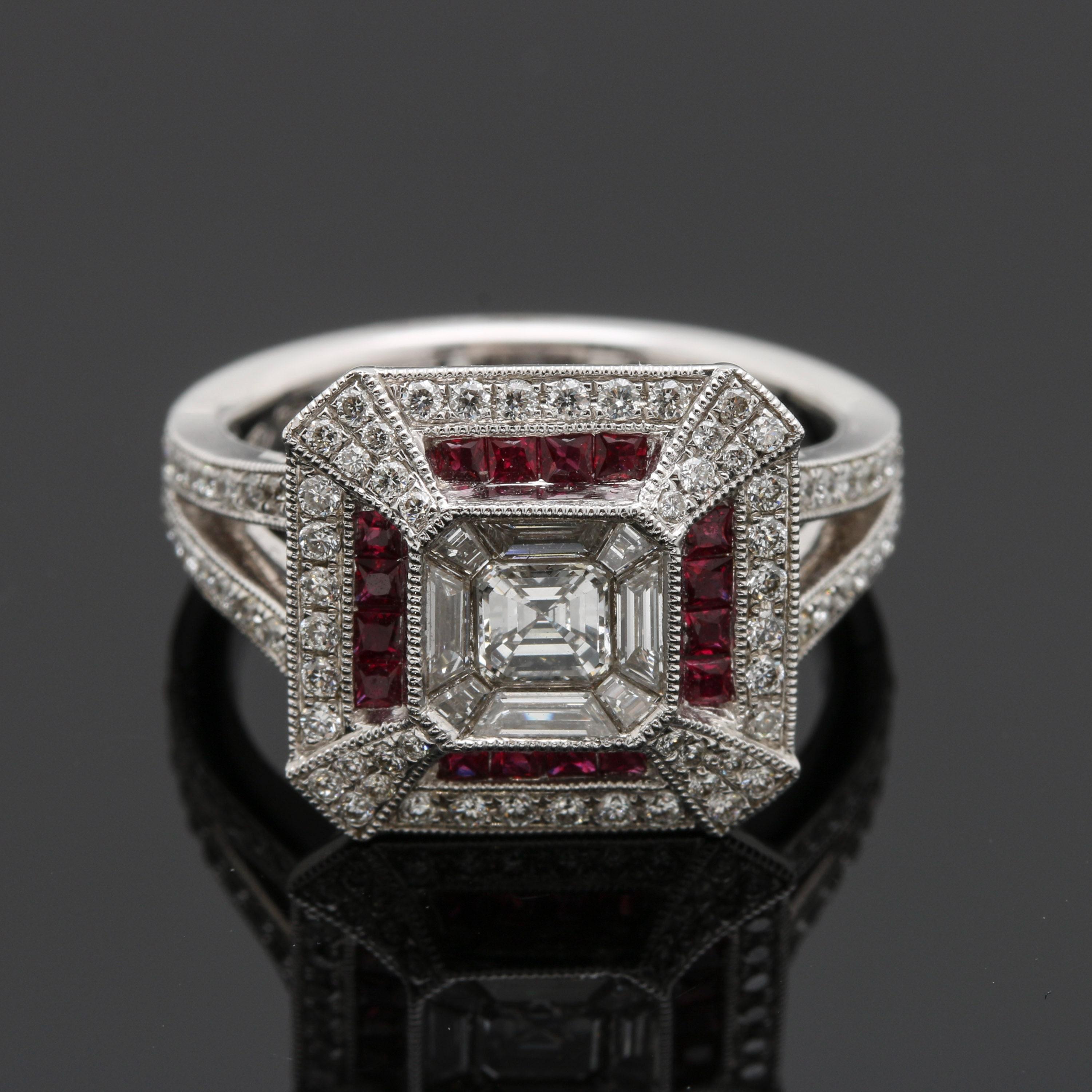 For Sale:  Art Deco Vintage Diamond Engagement Ring Antique Diamond White Gold Fashion Ring 7