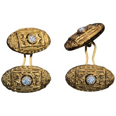 Vintage Art Deco Vintage Diamant Gold durchbrochene Manschettenknöpfe
