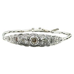 Pulsera de eslabones con diamantes Art Déco Vintage de oro blanco de 14 quilates