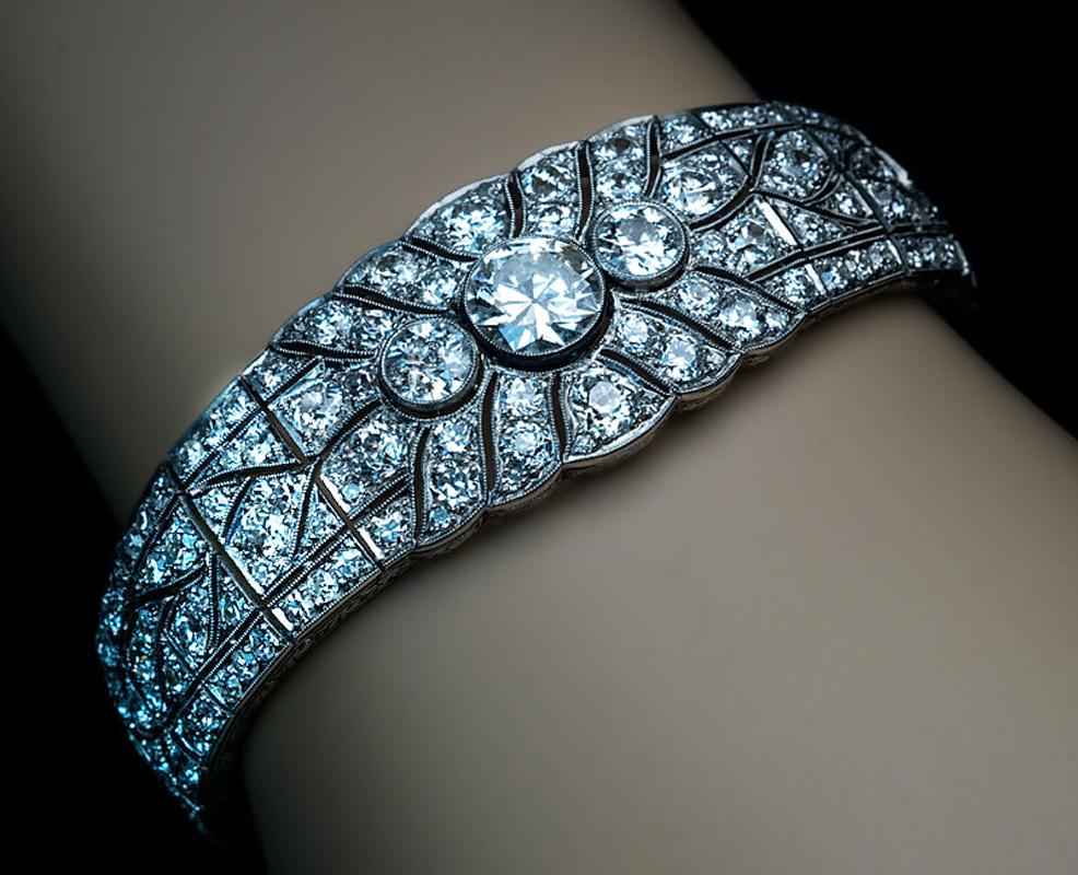 Art Deco Vintage Diamond Platinum Bracelet 2