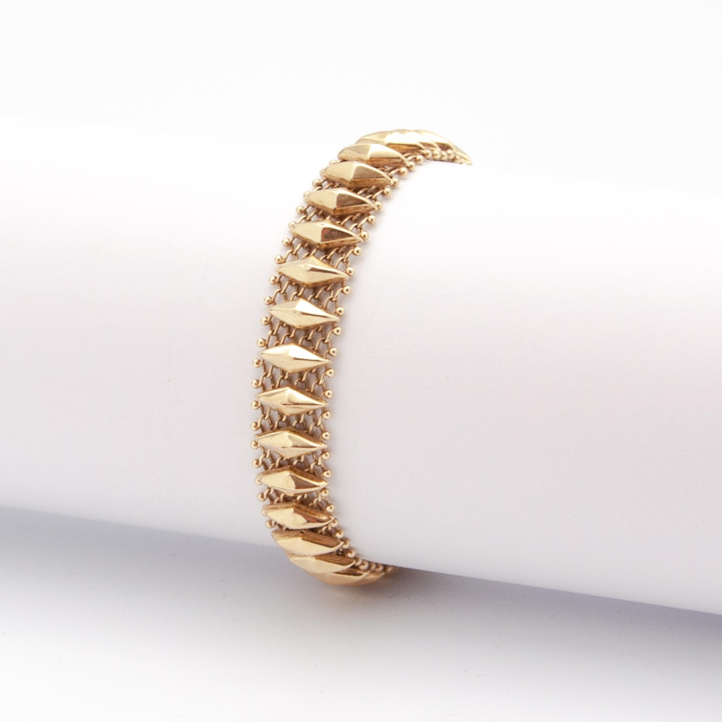 Contemporary Vintage 14 Karat Gold Woven Chain Bracelet