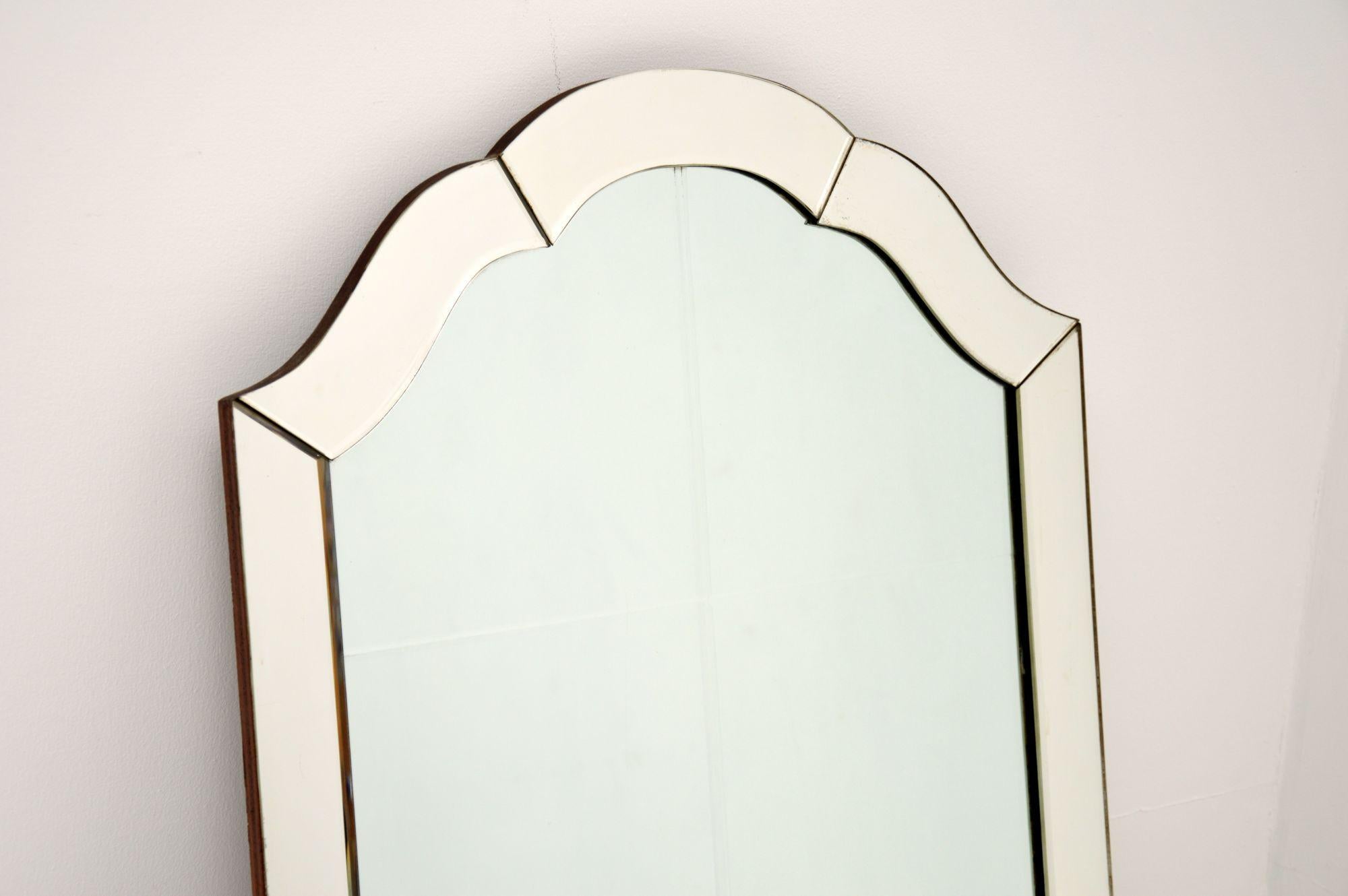 English Art Deco Vintage Etched Mirror