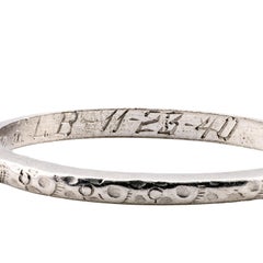 Art Deco Vintage Floral Motif Platinum Wedding Band Circa 1940