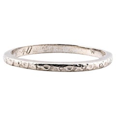 Art Deco Vintage Floral Motif Platinum Wedding Band Circa 1940