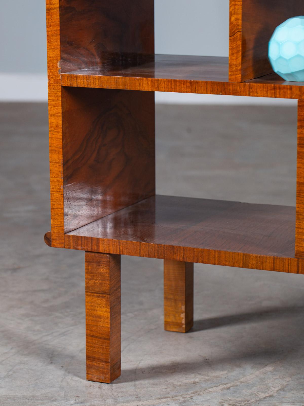 Art Deco Vintage French Walnut Table Shelves circa 1930 4