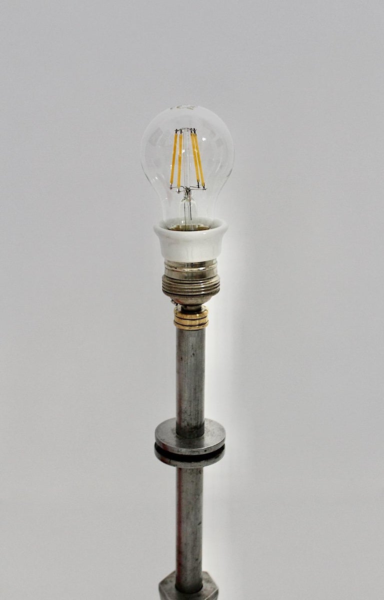 Art Deco Vintage Geometric Iron Brass Table Lamp, 1920s, Austria For Sale 10