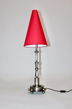 Art Deco Vintage Geometric Iron Brass Table Lamp, 1920s, Austria