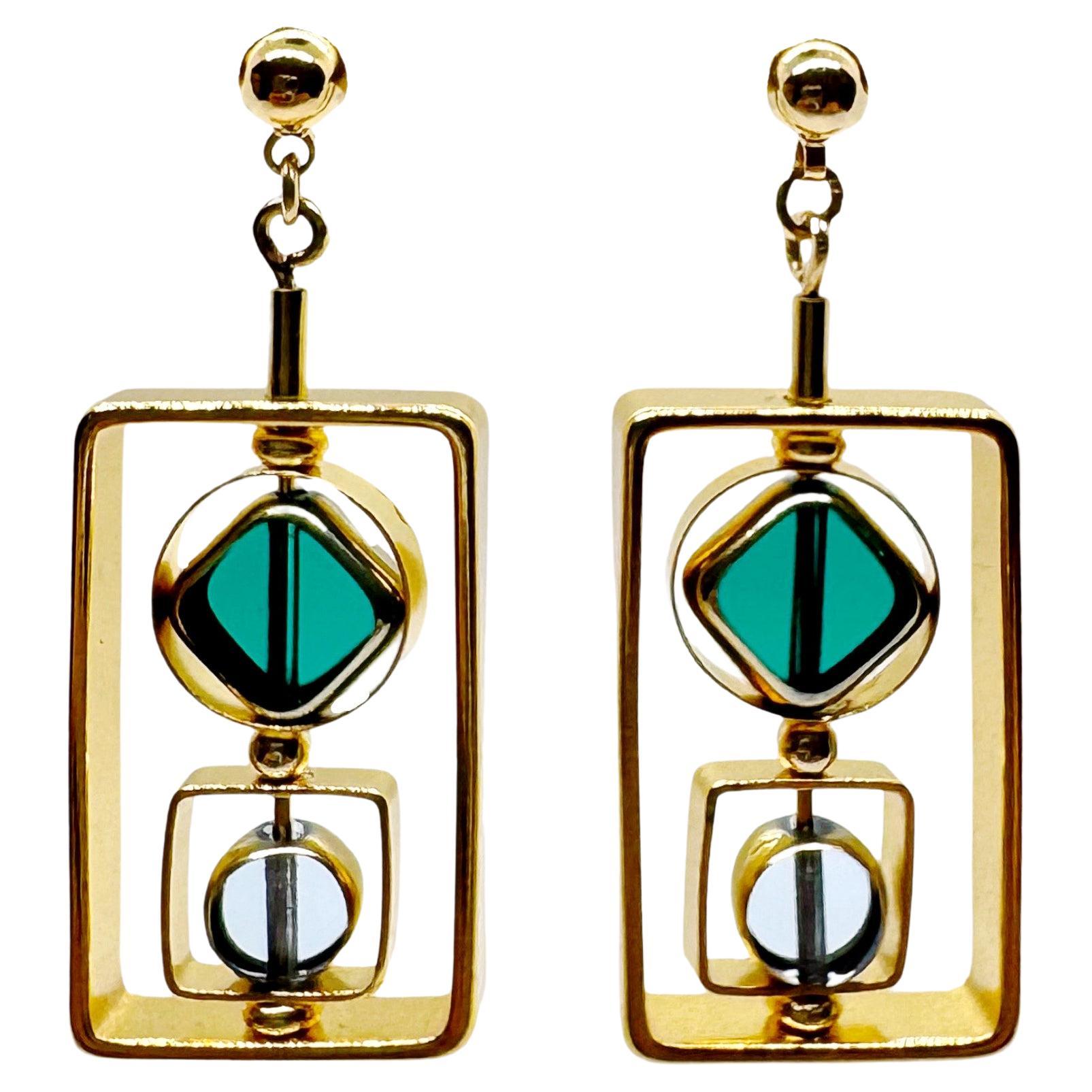 Art Deco Vintage German Glass Beads, Art 2422E Earrings For Sale