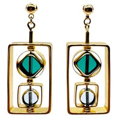 Art Deco Vintage Deutsche Glasperlen, Art 2422E-Ohrringe, Vintage