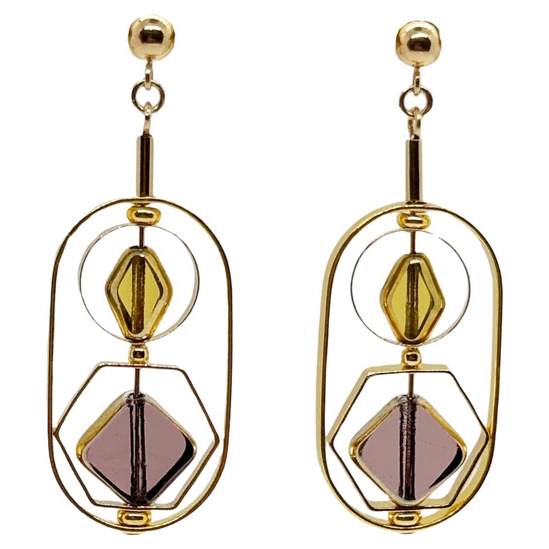 Art Deco Vintage German Glass Beads, Art 2427E Earrings For Sale