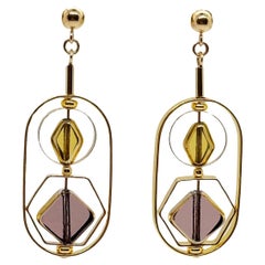 Boucles d'oreilles Art Déco vintage en verre allemand, Art 2427E