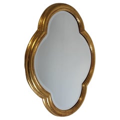 Art Deco Vintage Gilded Wood Oval Clover Leaf Full Length Mirror 1920s Vienna