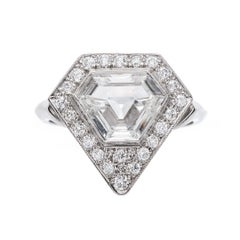 Art Deco Vintage Inspired 1.46 Carat Triangle Step Cut Diamond Platinum Ring