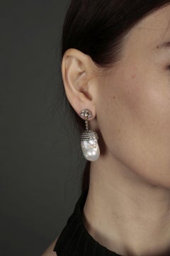Art Deco Vintage Inspired 1920s Pearl and Diamond Earrings