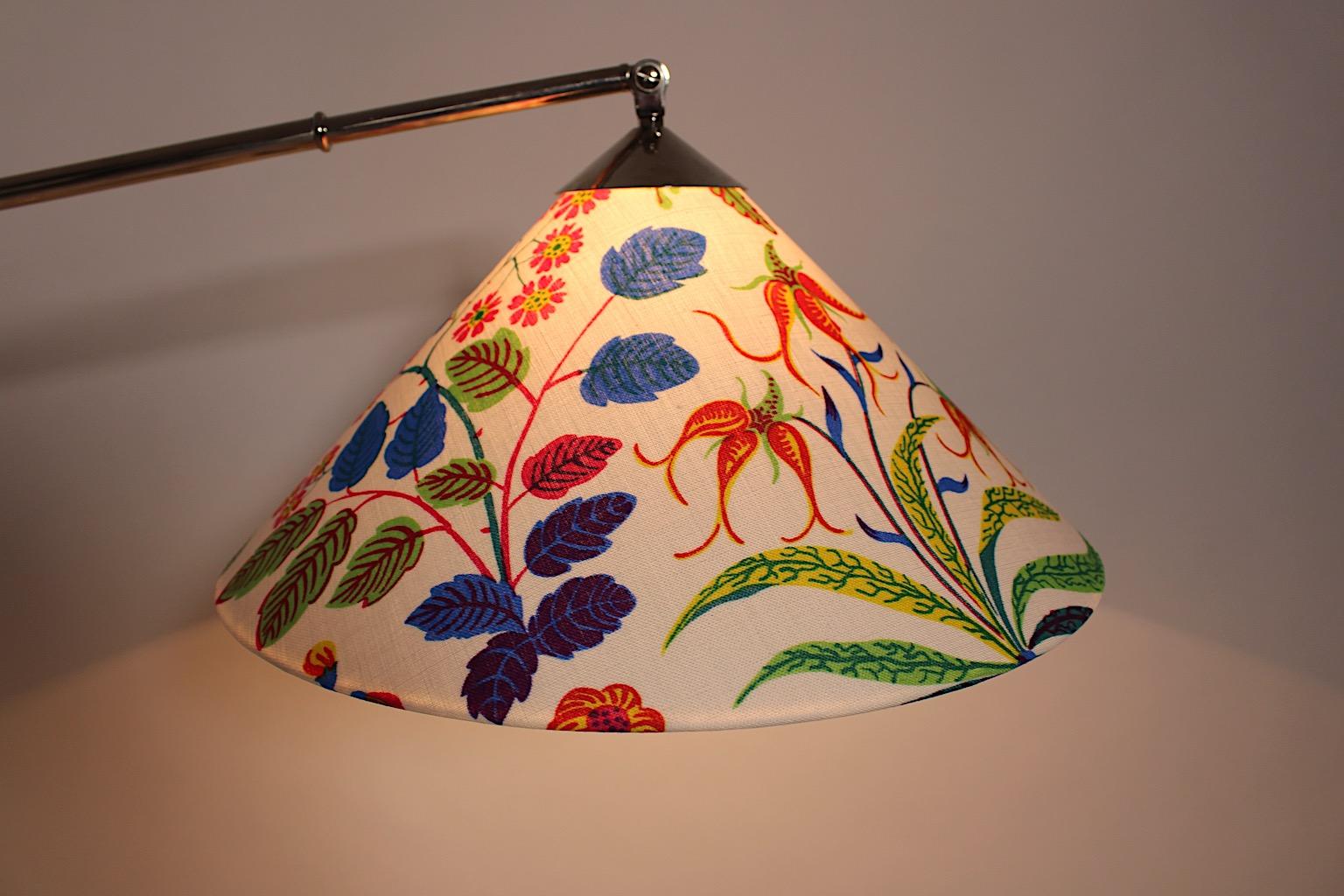 Art Deco Vintage Nickel Floor Lamp Kaspar & Sic Josef Frank Fabric Vienna, 1932 For Sale 11