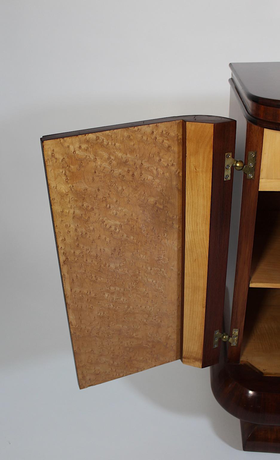 Art Deco Vintage Night Stands Pair Duo Walnut Bakelite Brass 1930s Austria For Sale 6