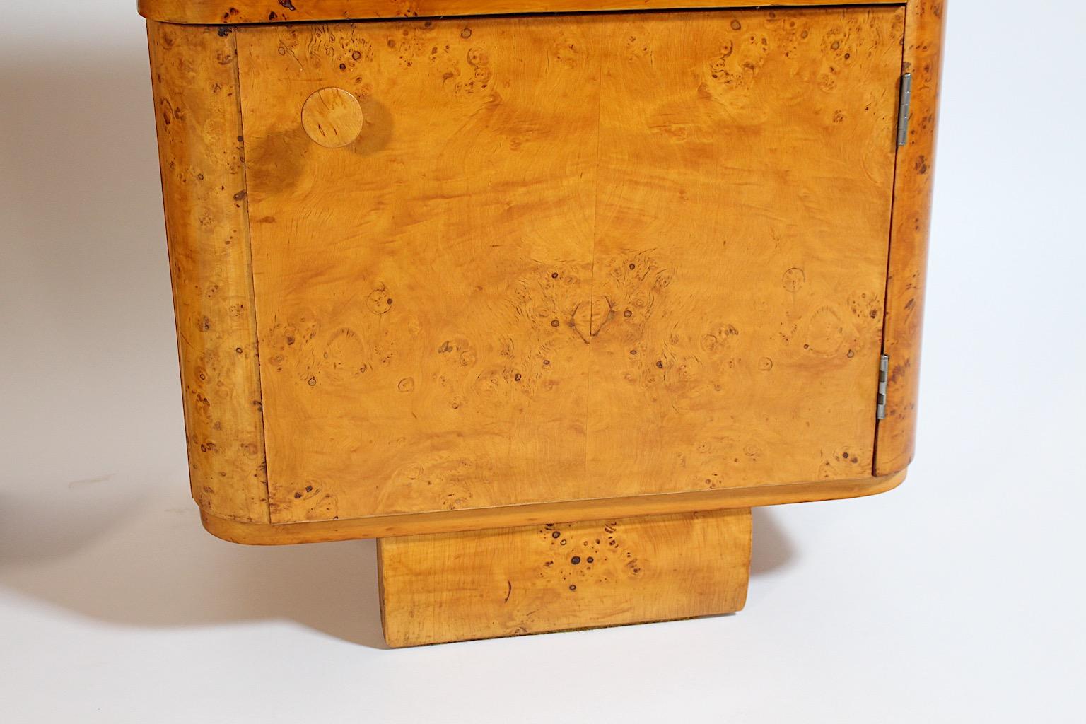 Art Deco Vintage Nachttische Paar Duo Licht Brown Pappel Root Wood 1930er Jahre Österreich 1