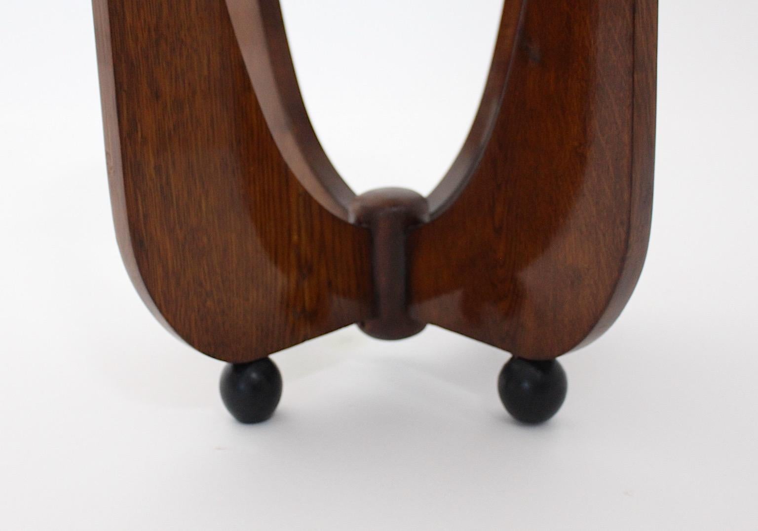 Art Deco Vintage Oak Brown Black Side Table or Stool circa 1920  For Sale 8