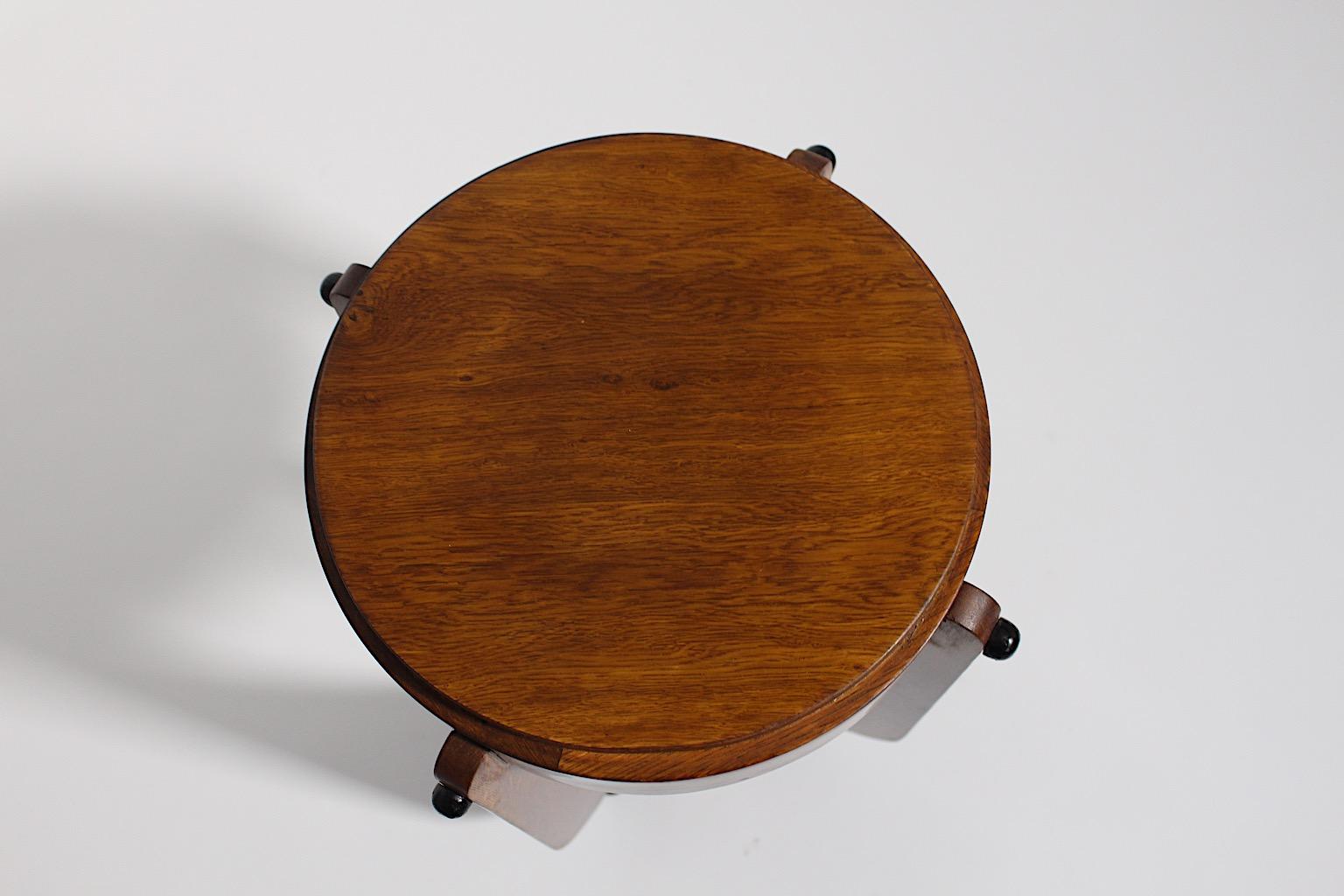 Dutch Art Deco Vintage Oak Brown Black Side Table or Stool circa 1920  For Sale