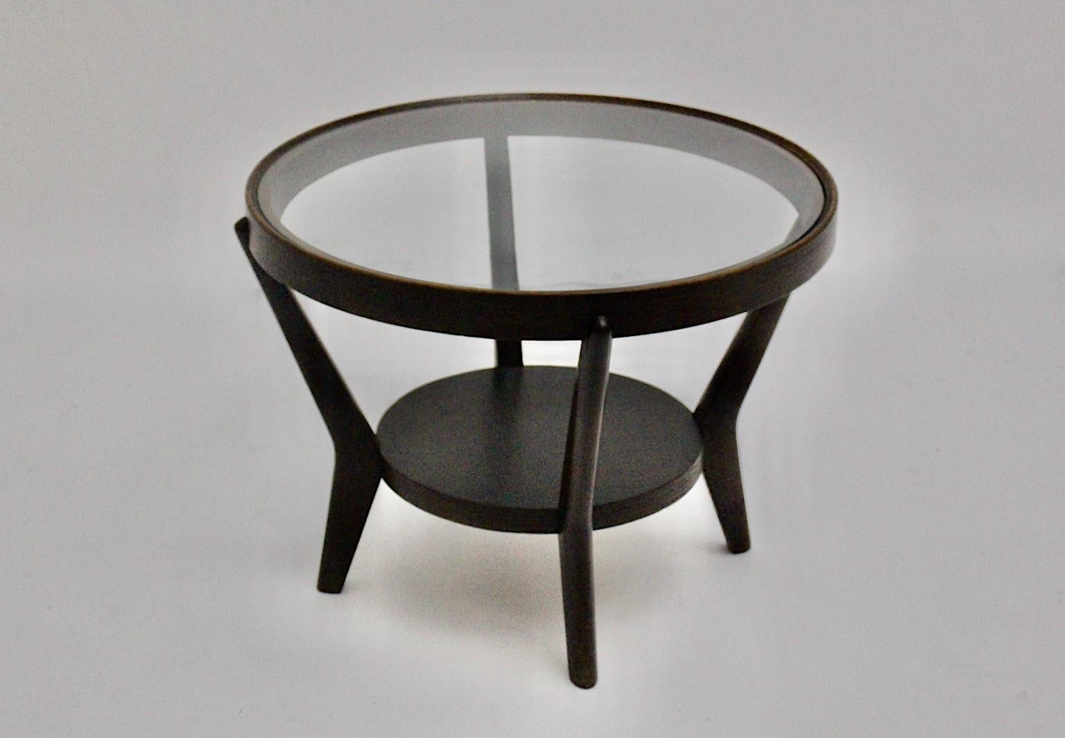 Mid-20th Century Art Deco Vintage Oak Coffee Table A Kropacek 1940s Czech Republic For Sale