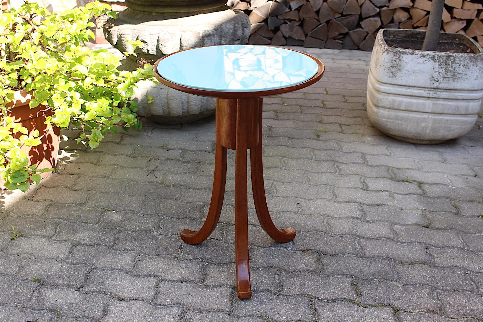 Table d'appoint Art Déco vintage en chêne et verre vert attribuée à Josef Frank, Vienne, années 1930 en vente 8