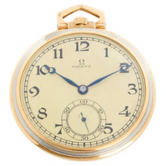 Reloj de bolsillo Art Déco Vintage Omega de oro amarillo de 18 quilates