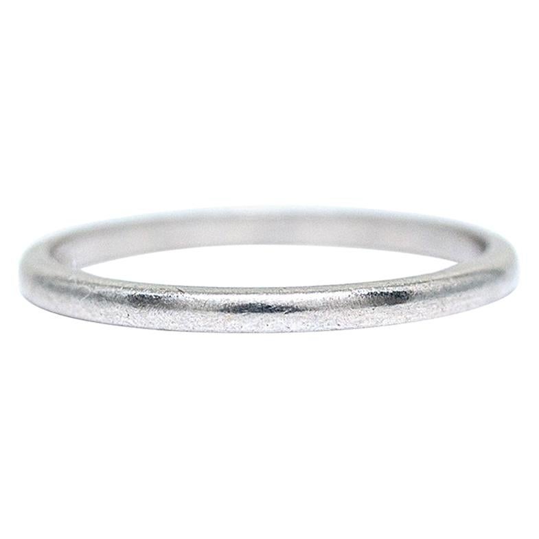 Art Deco Vintage Palladium Plain Smooth Wedding Ring Thin Stackable