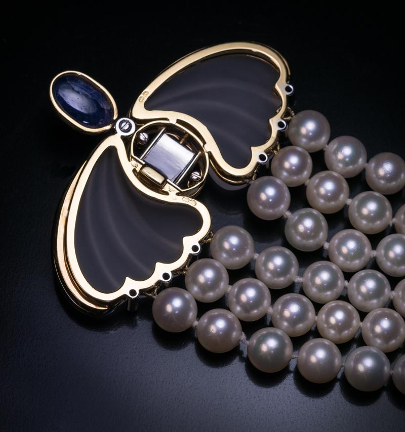 Vintage Art Deco Vintage Perle Saphir Diamant Bergkristall Halskette Damen