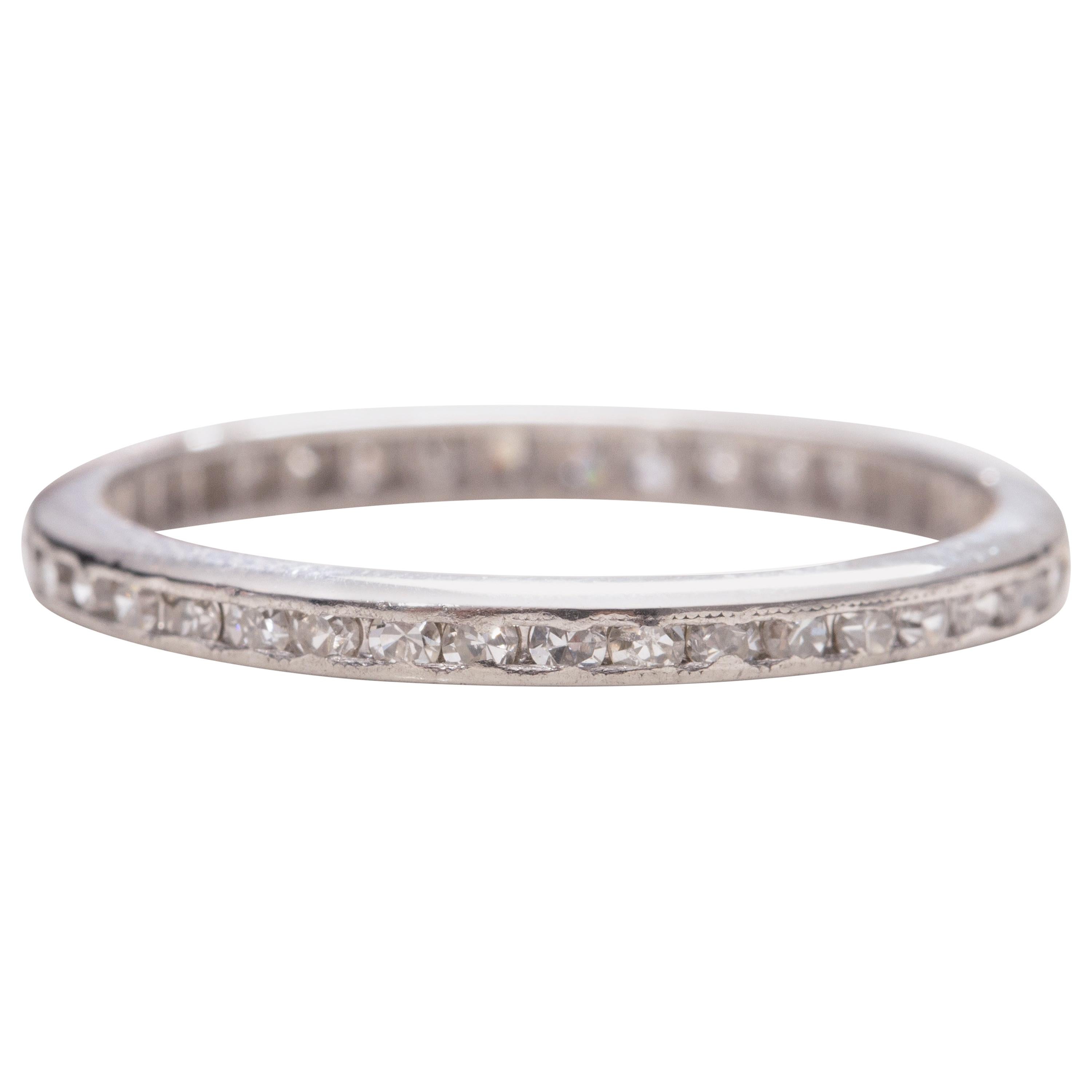 Art Deco Vintage Platinum .70 Carat Single Cut Diamond Eternity Antique Band