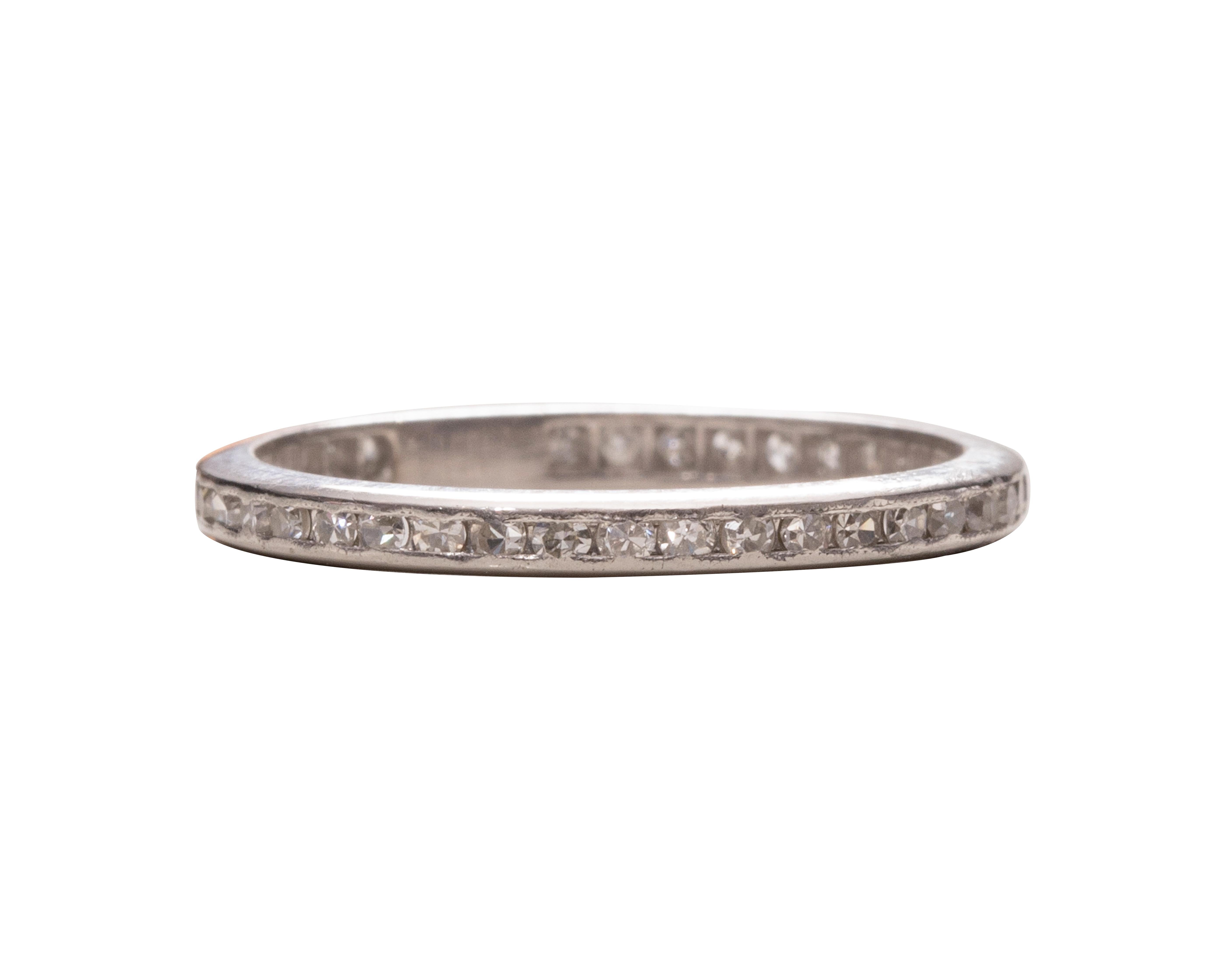 Round Cut Art Deco Vintage Platinum .70 Carat Single Cut Diamond Eternity Antique Band