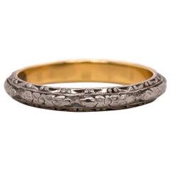 Art Deco Vintage Platinum and 18 Karat Yellow Gold Band, circa 1920s