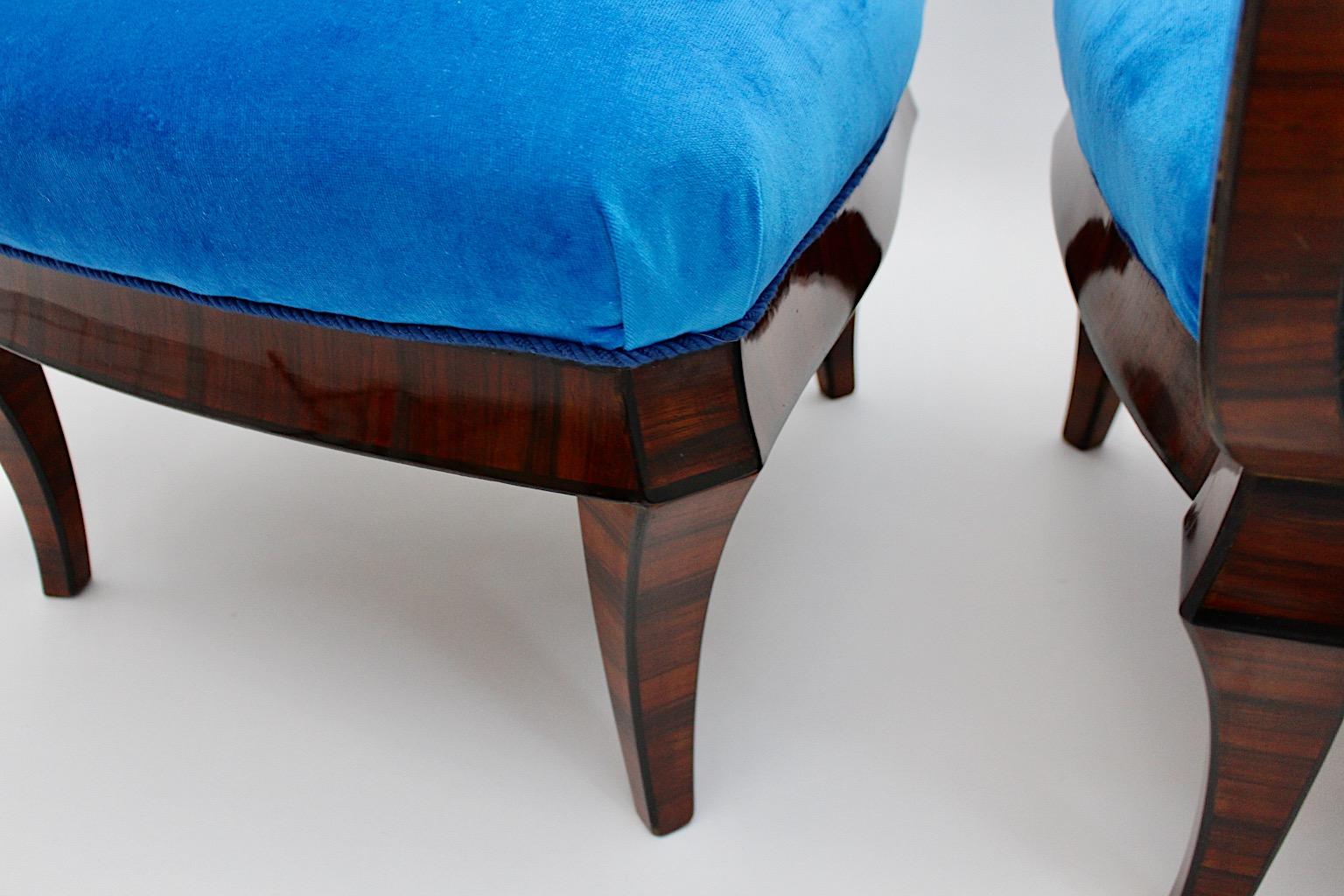 Chaises d'appoint Art Déco vintage en bois de rose bleu cercle Hugo Gorge Dagobert Peche  en vente 3