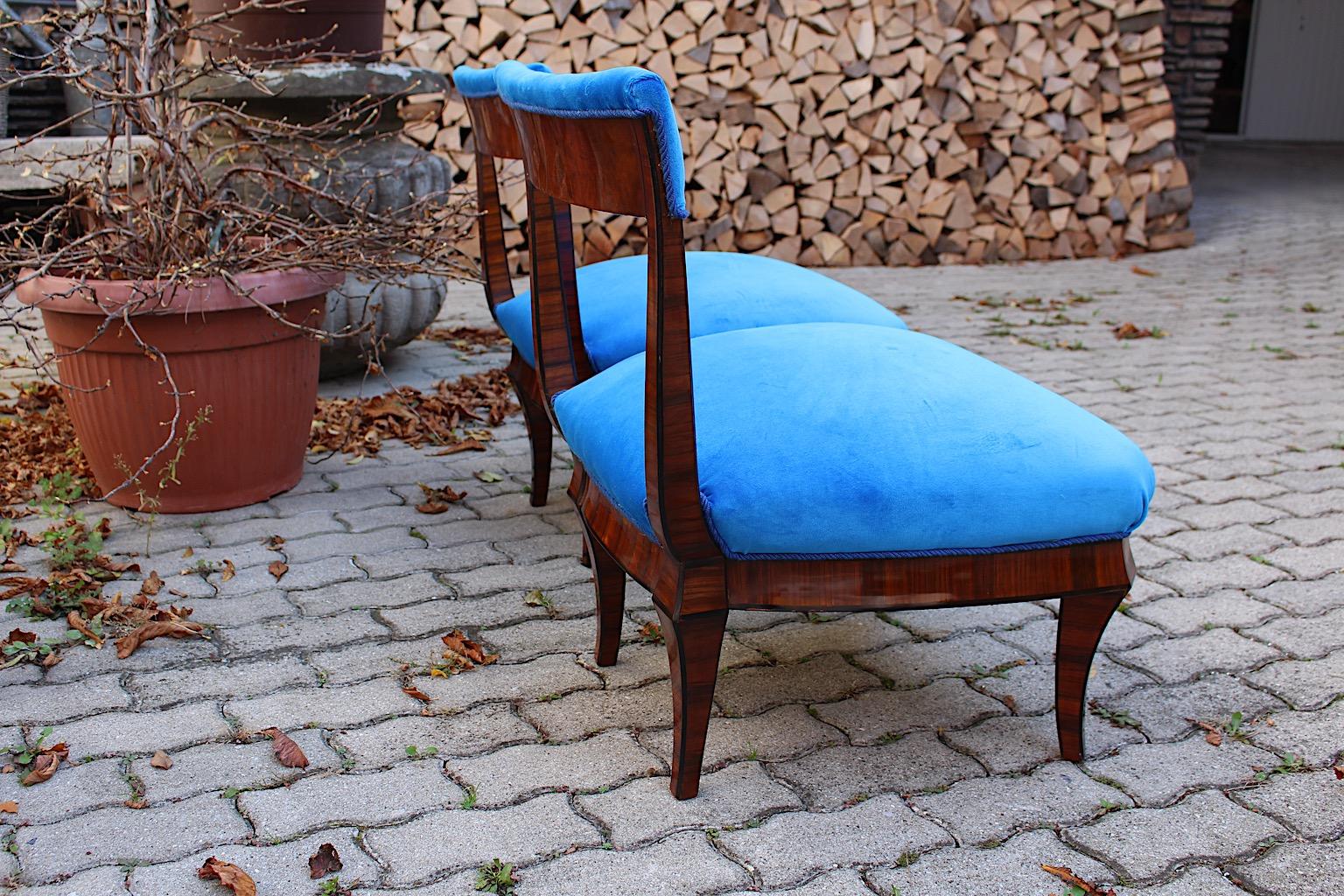 Art Deco Vintage Rosewood Blue Side Chairs Circle Hugo Gorge Dagobert Peche  For Sale 7