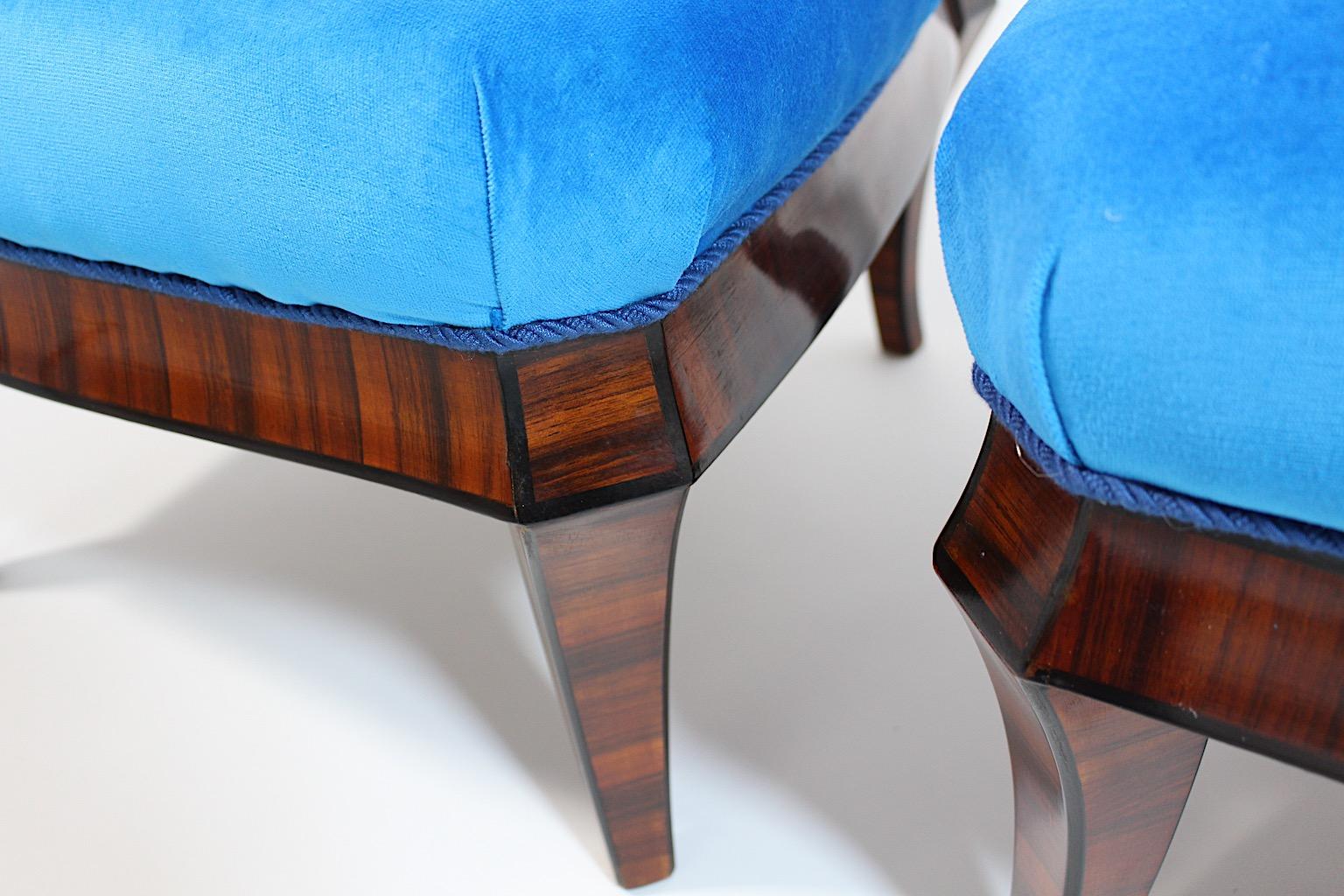 Chaises d'appoint Art Déco vintage en bois de rose bleu cercle Hugo Gorge Dagobert Peche  en vente 7