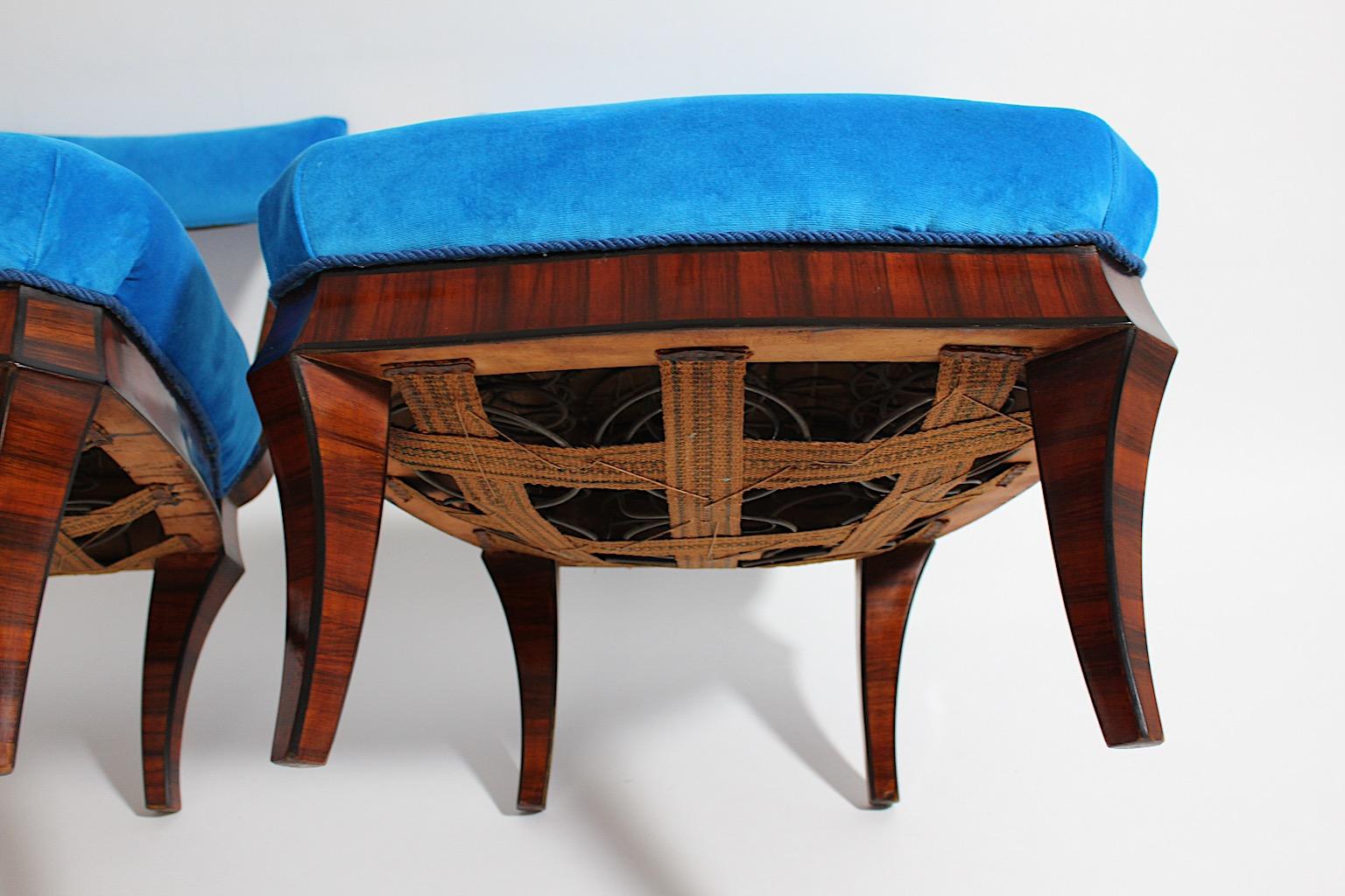 Chaises d'appoint Art Déco vintage en bois de rose bleu cercle Hugo Gorge Dagobert Peche  en vente 8