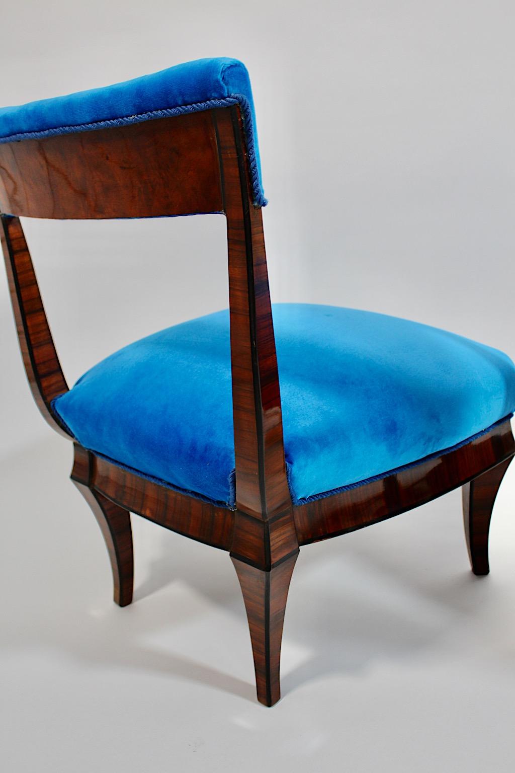 Art Deco Vintage Rosewood Blue Side Chairs Circle Hugo Gorge Dagobert Peche  For Sale 10