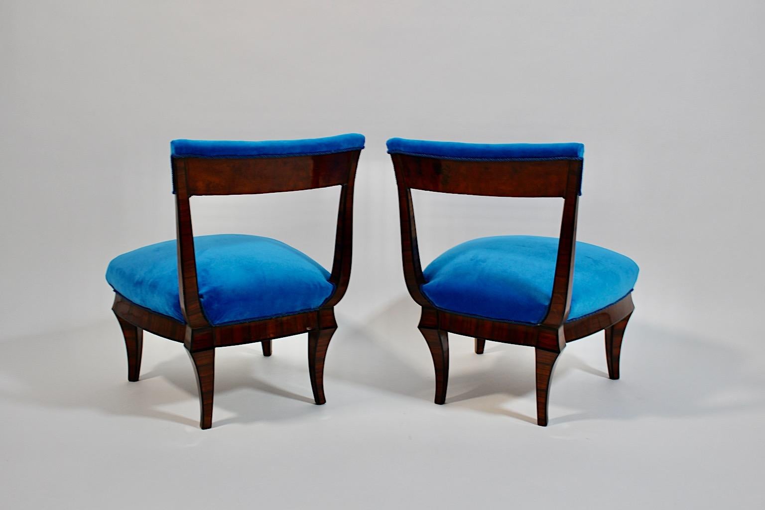 Chaises d'appoint Art Déco vintage en bois de rose bleu cercle Hugo Gorge Dagobert Peche  en vente 10