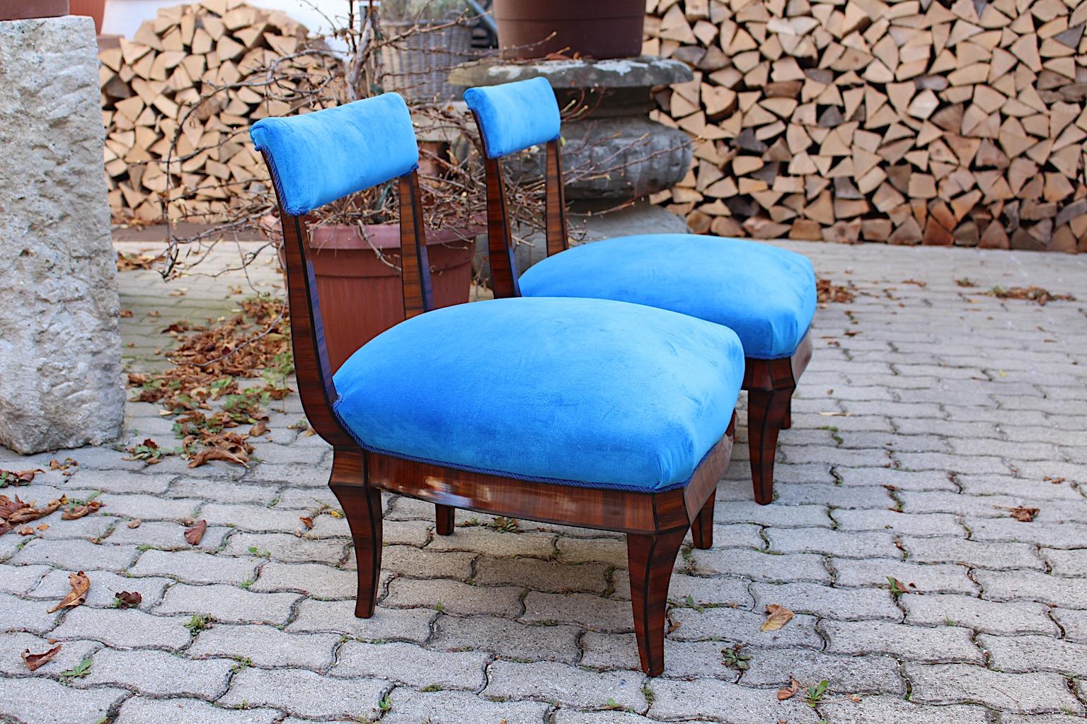 Art Deco Vintage Rosewood Blue Side Chairs Circle Hugo Gorge Dagobert Peche  For Sale 2
