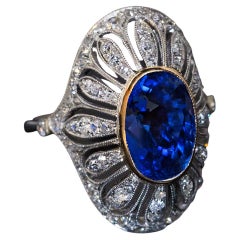 Art Deco Sapphire Diamond Platinum Ring